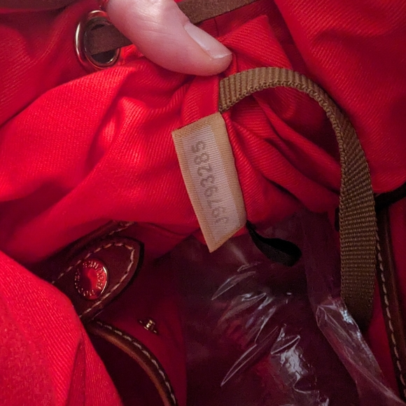 Dooney & Bourke Drawstring Bucket Bag Orange Suede Leather - Picture 4 of 8